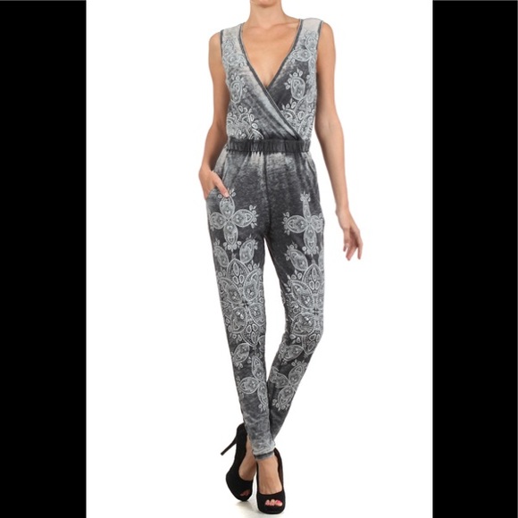 Fifth Degree Other - Cotton Adorned Cross Jump Suit Gray White